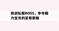 挑战私服BOSS，争夺魔力宝贝的至尊荣耀